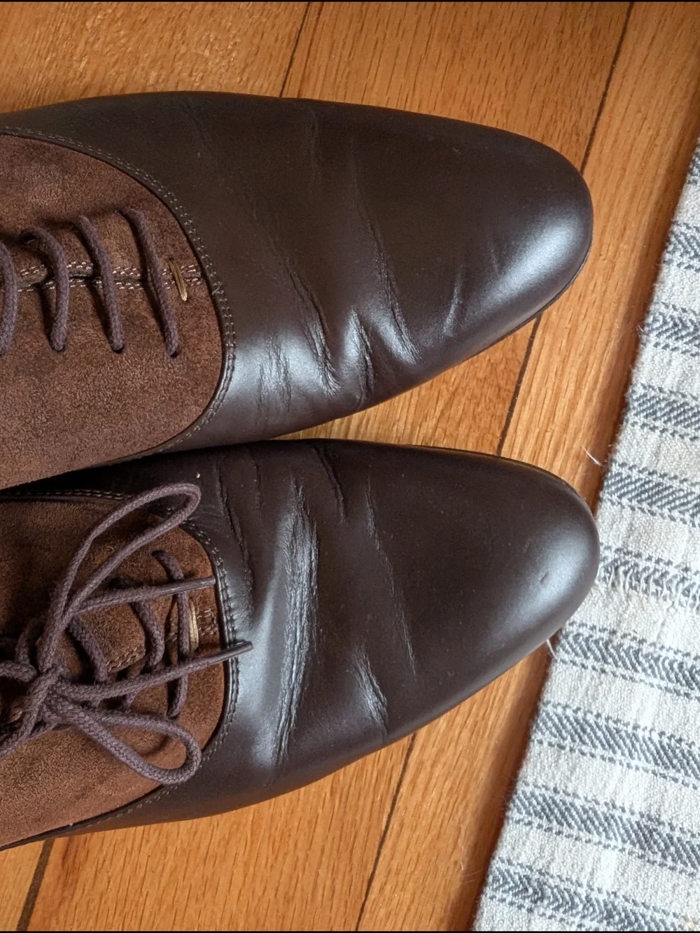 Gucci 719741 Double Panelled Lace-up Shoes Brown Leather Suede Size 8 Mens
